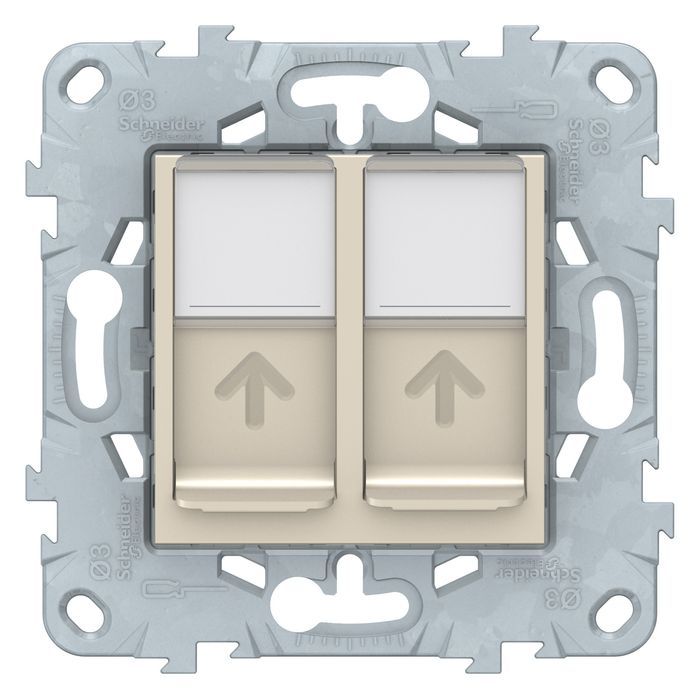 Розетка компьютерная 2xRJ45 Schneider Electric UNICA NEW, скрытый монтаж, бежевый, NU542044