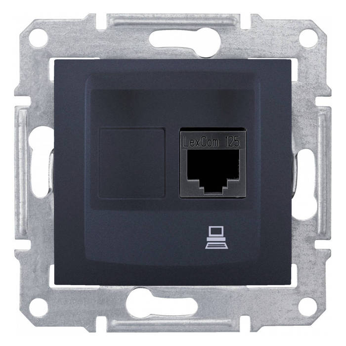 Розетка компьютерная RJ45 Schneider Electric SEDNA, скрытый монтаж, графит, SDN4700170