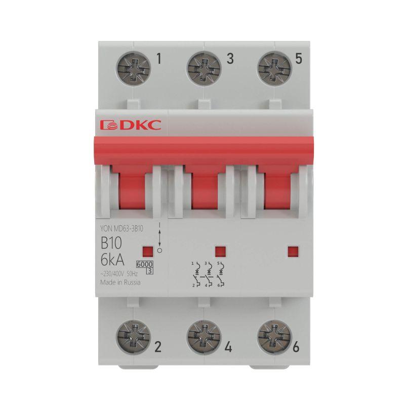 Выключатель автоматический модульный 3п D 16А 6кА MD63 YON MD63-3D16-6