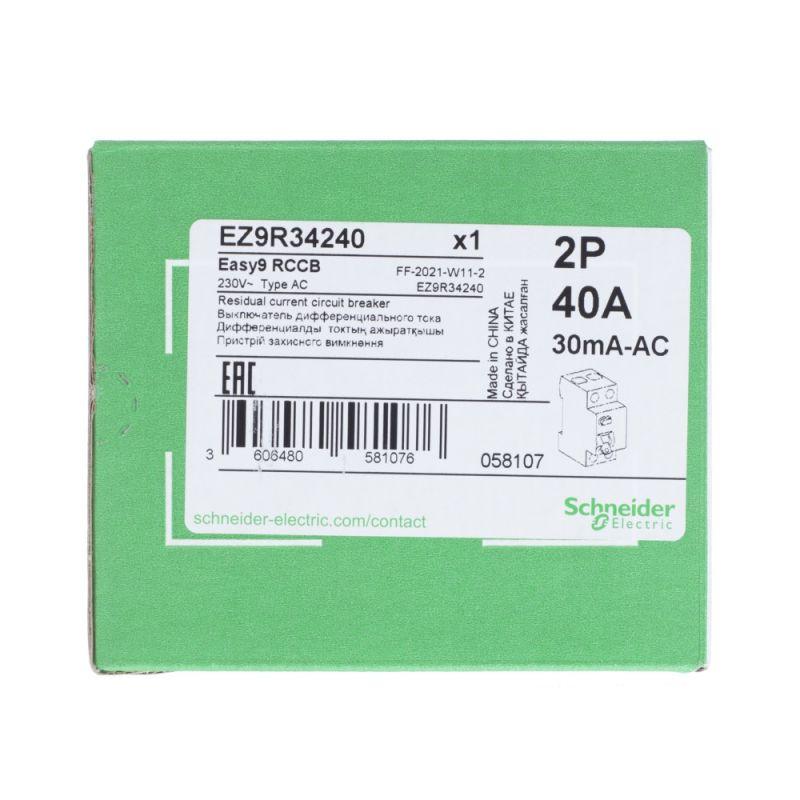 УЗО Schneider Electric 2п 40А 30мА тип AC EASY9 EZ9R34240