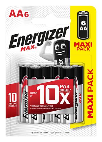 Элемент питания алкалиновый MAX LR6/316 BL6 (блист.6шт) Energizer E301533801